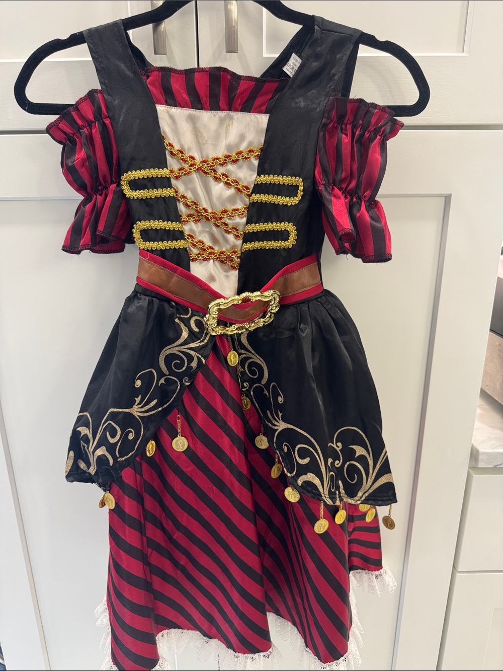 Girls Red & Black Pirate Costume Dress -